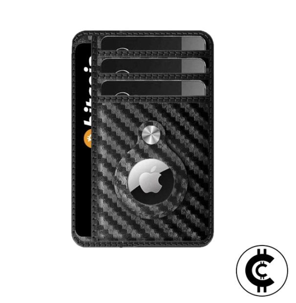 Black Airtag Leather Card Wallet - CryptoCulture