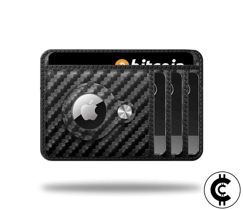 Black Airtag Leather Card Wallet - CryptoCulture