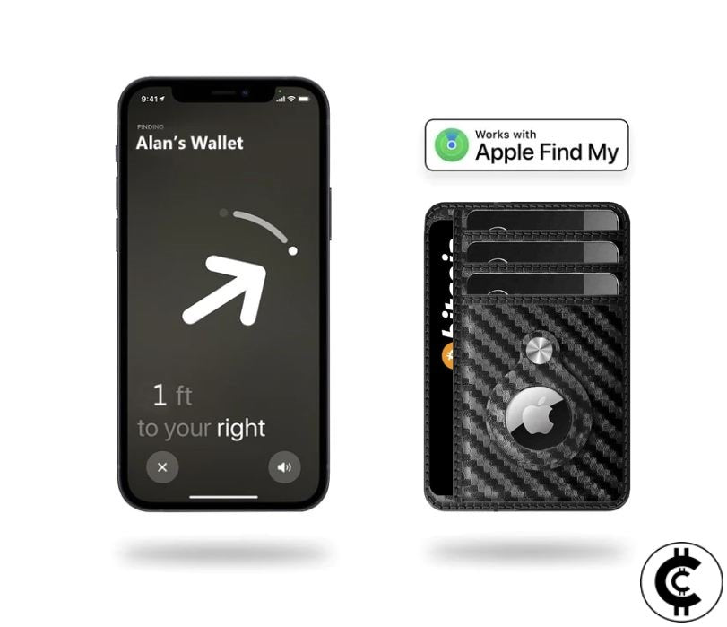 Black Airtag Leather Card Wallet - CryptoCulture